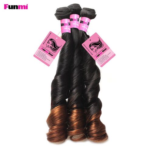 Ombre Brazilian Virgin Hair Bouncy Curly Human Hair Bundles