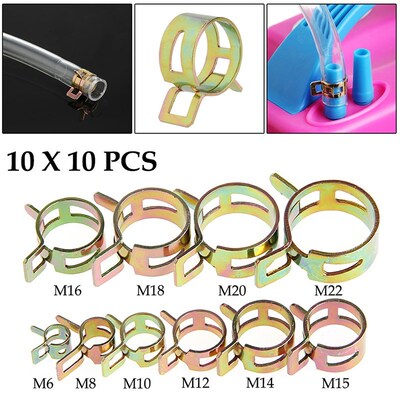 100 Pcs/Set 6-22mm Spring Clip Fuel Line Hose Water Pipe Air