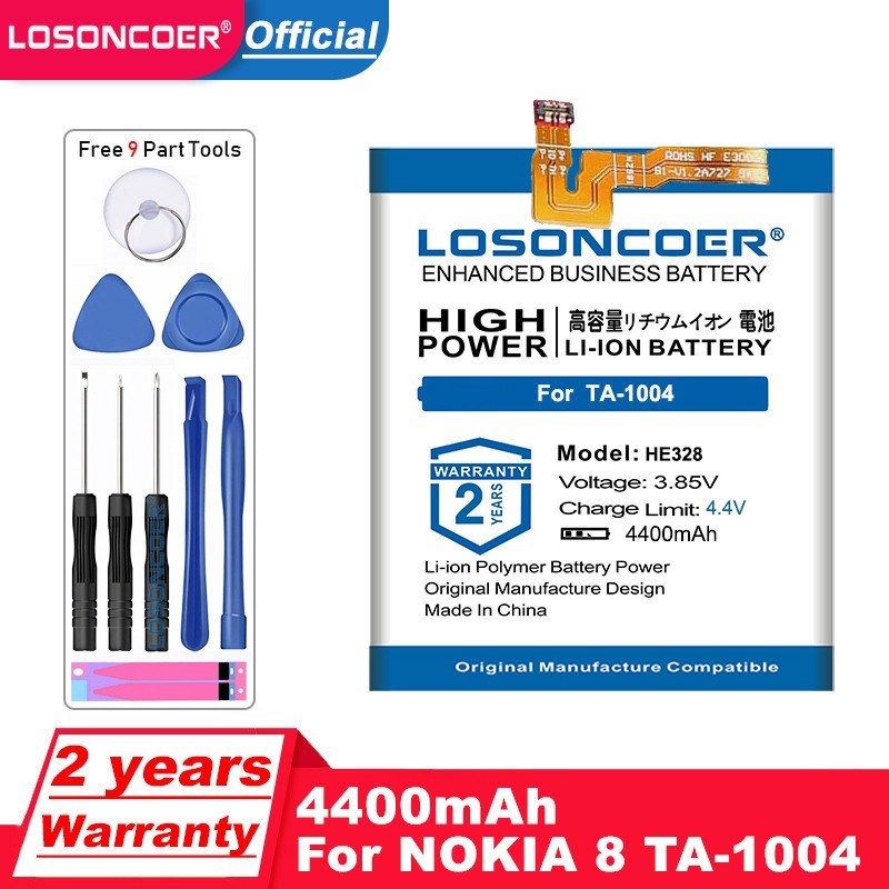 LOSONCOER 4400mAh HE328 Battery for Nokia 8 Nokia8 TA 1004