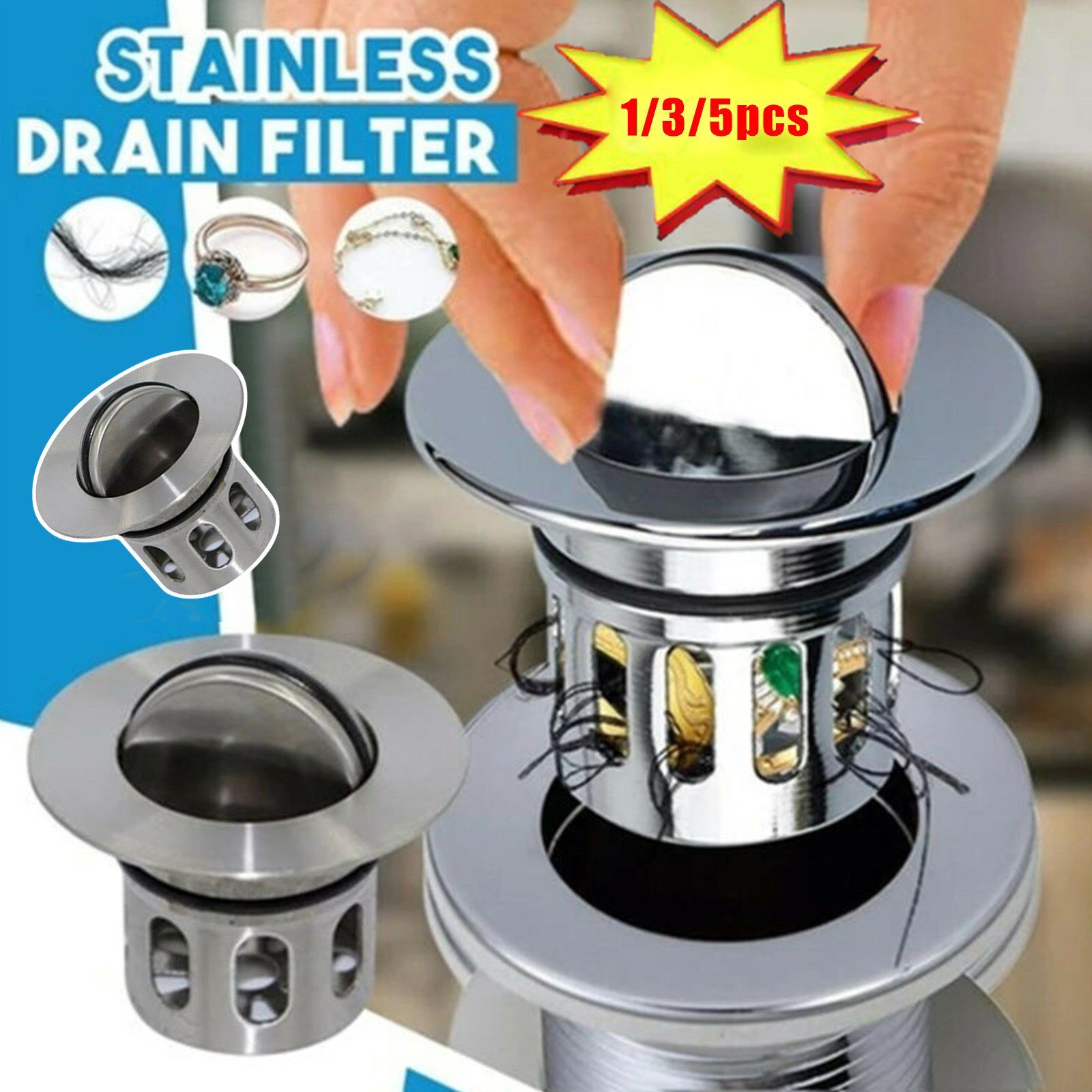 Universal Wash Basin Bounce Drainer Filter Anti-Clogging Bat