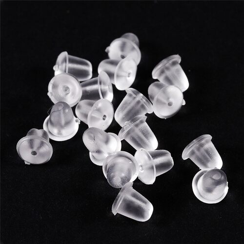 100-200pcs Rubber Earring Back Silicone Round Ear Plug Block