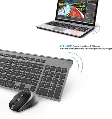 Wireless keyboard  mouse, French layout, ergonomic, quiet po