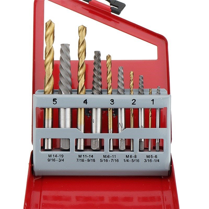 5pcs Cobalt Left Hand Twist Drill Bit set and 5pcs Broken Bo