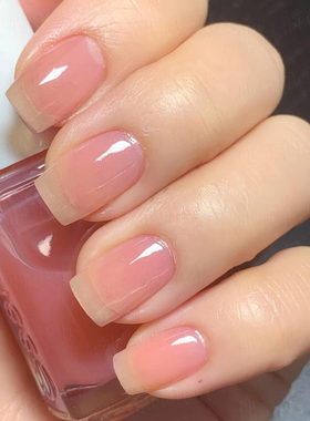 essie指甲油545裸色免烤健康透明水润肉透粉色扭扭瓶底油亮油顶油