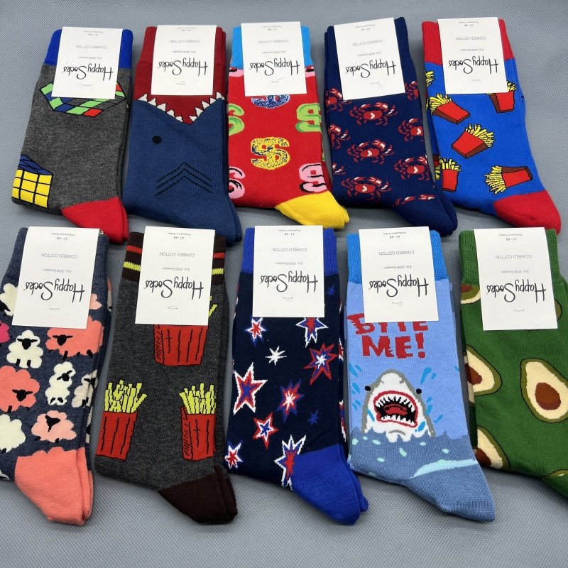 happysocks袜子男嗨皮瑞典潮牌纯棉中筒袜吸湿排汗百搭提花四季袜