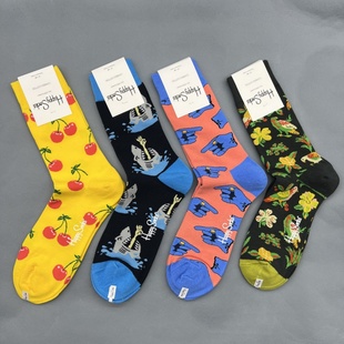 HappySocks袜子男瑞典潮牌中筒袜时尚百搭ins潮多巴胺男生花袜子
