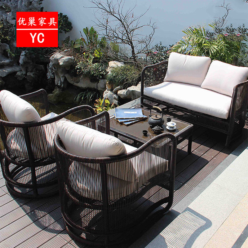 户外藤编沙发组合庭院露台花园藤椅露天酒店民宿防水防晒室外沙发,住宅家具,户外沙发,淘宝优惠券,粉丝福利购,淘宝优惠卷