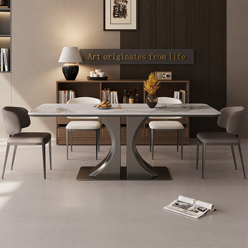 佛山意式极简长方形石墨烯加热带电磁炉暖菜依诺岩板餐桌椅子组合,住宅家具,岩板餐桌,淘宝优惠券,粉丝福利购,淘宝优惠卷