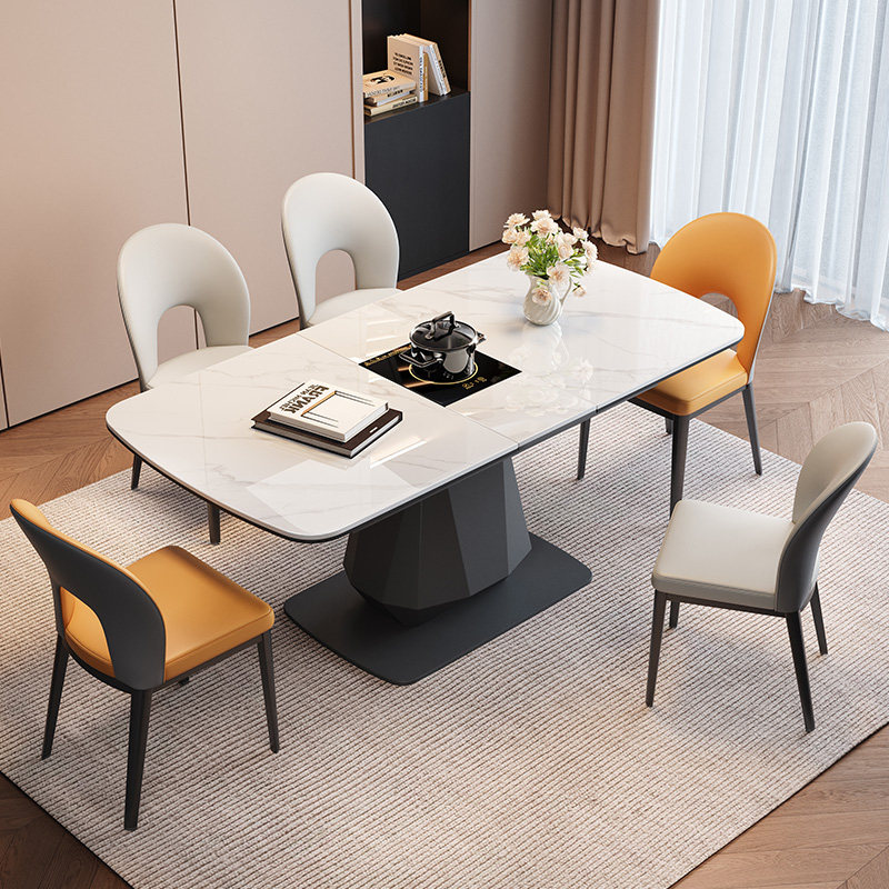 蒂梵拉 意式轻奢可伸缩岩板餐桌长方形家用多功能电磁炉佛山餐台,住宅家具,岩板餐桌,淘宝优惠券,粉丝福利购,淘宝优惠卷