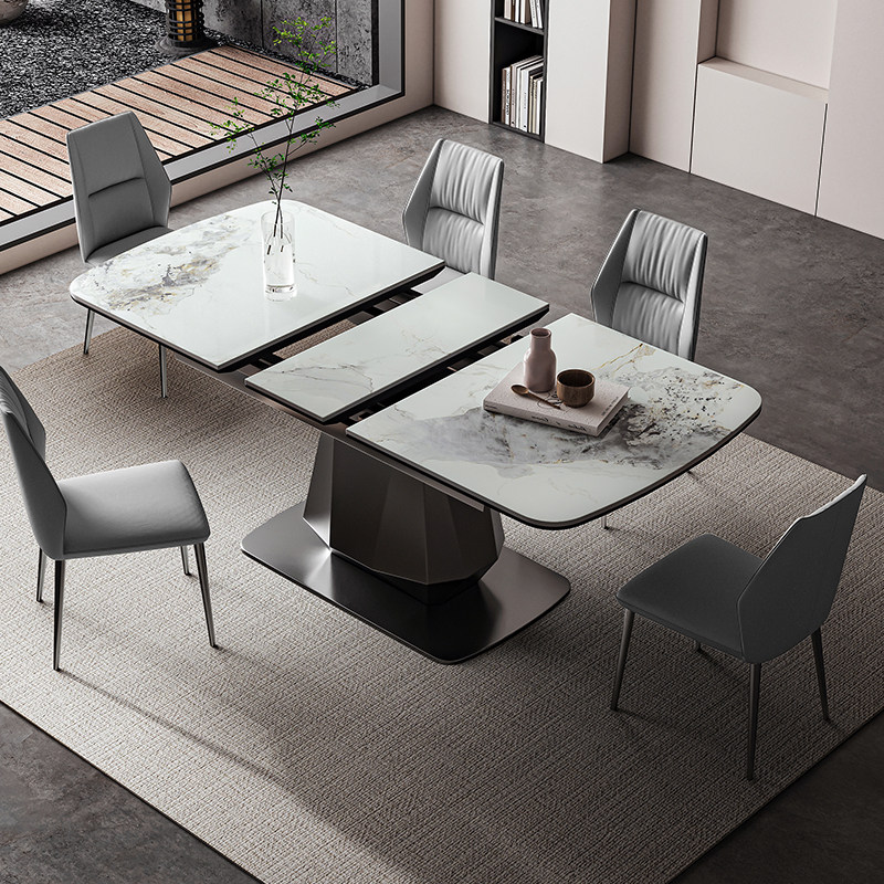 长方形岩板餐桌可伸缩带电磁炉佛山设计师款意式轻奢高档家用饭桌,住宅家具,岩板餐桌,淘宝优惠券,粉丝福利购,淘宝优惠卷
