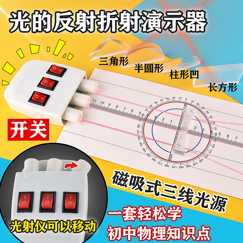 光的反射折射演示器教具激光平行三线光源物理光学透镜实验仪器材-封面