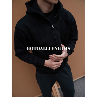 GTAL25AW美式 卫衣500g连帽纯色休闲保暖户外运动上衣 植绒拉链开衫