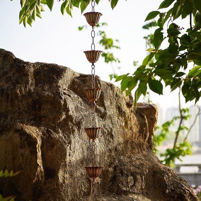 别墅户外雨链日式屋檐雨水槽排水链庭院落水天沟滴水链水槽引水链