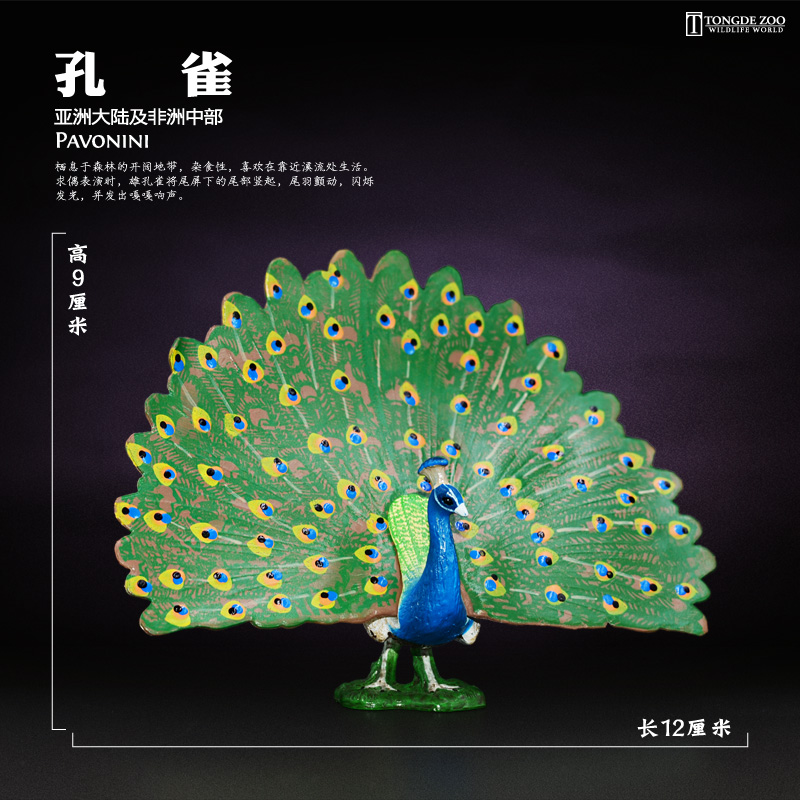 孔雀模型动物玩具环保材质无味