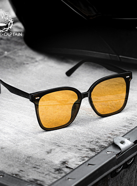 荆棘队长机车复古方框黄色眼镜时尚潮流韩版网红款显瘦太阳镜男女