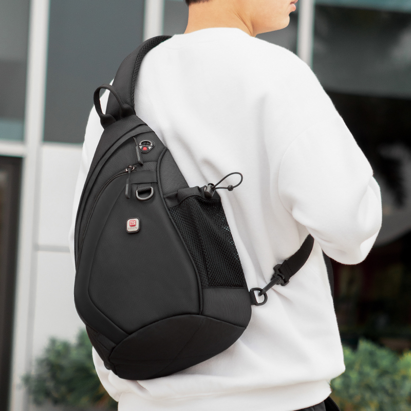 胸包男士休闲潮流牛津布斜跨背包