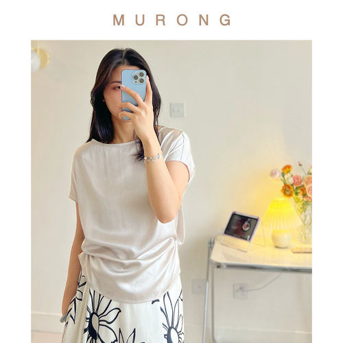 2025新款19真丝轻奢圆领短袖