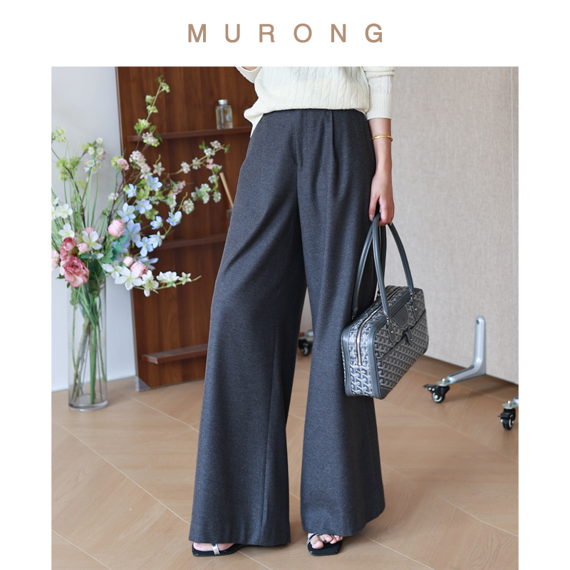 轻奢通勤高支精纺羊绒阔腿西裤女
