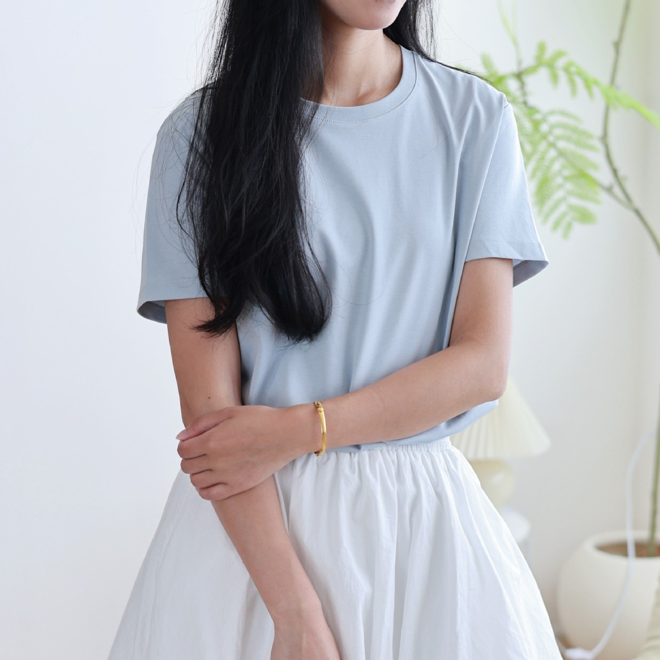 索罗娜高密加捻3A抗菌T恤圆领女