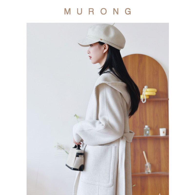 羊驼羊毛连帽双面毛呢大衣无扣浴袍长款法式慵懒风轻奢外套经典女,女装/女士精品,毛呢外套,淘宝优惠券,粉丝福利购,淘宝优惠卷