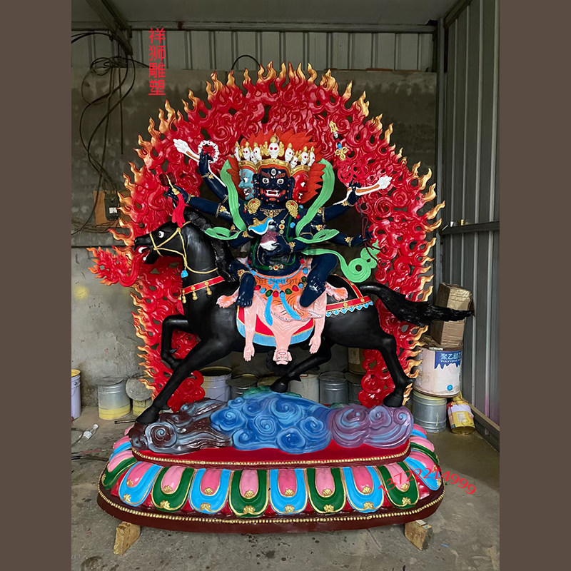 祥狮那洛空行母六臂玛哈嘎拉红铜佛像金刚手吉祥天母释迦牟尼摆件