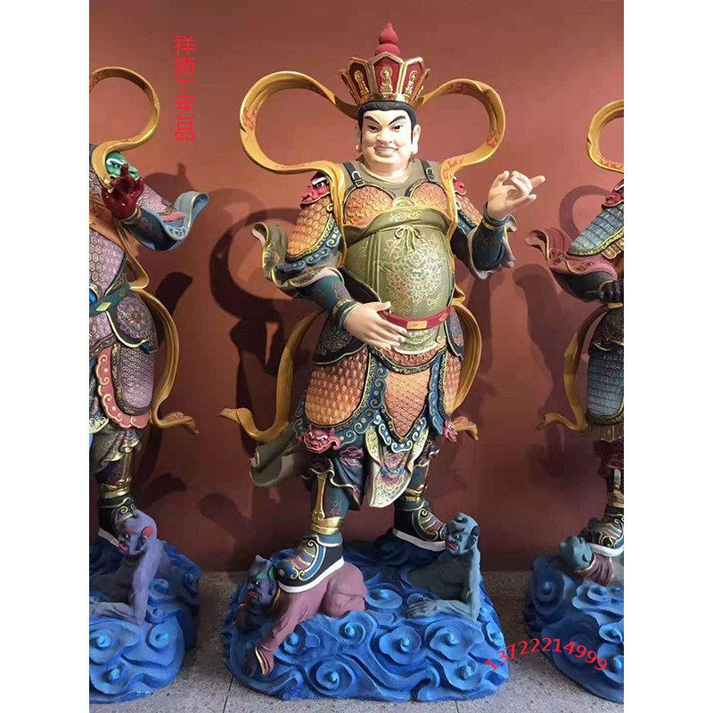 四大天王摆件四大金刚佛像持国增长广目多闻魔家四将护法神像祥狮