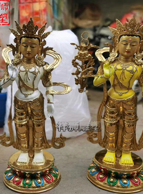 纯铜密宗八大菩萨佛像铜雕摆件