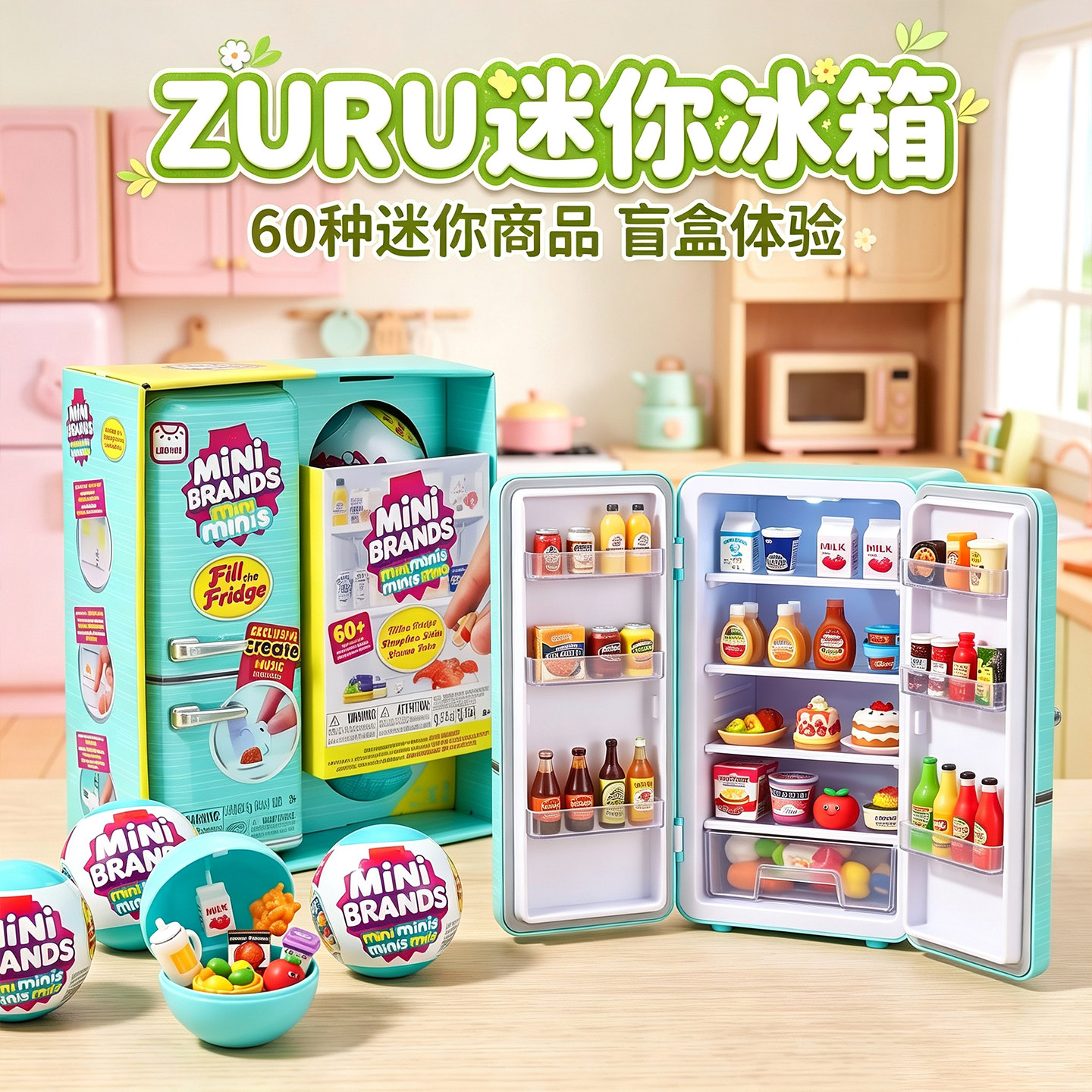 ZURU迷你冰箱盲盒过家家玩具