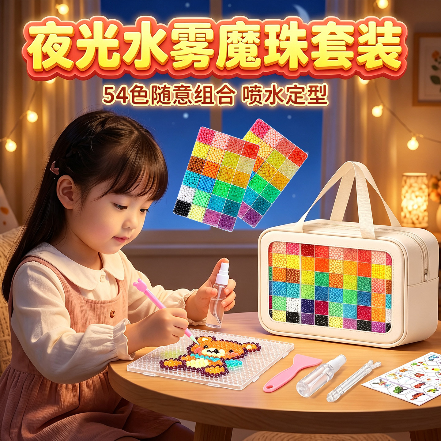 夜光水雾魔法珠~拼豆豆手工diy