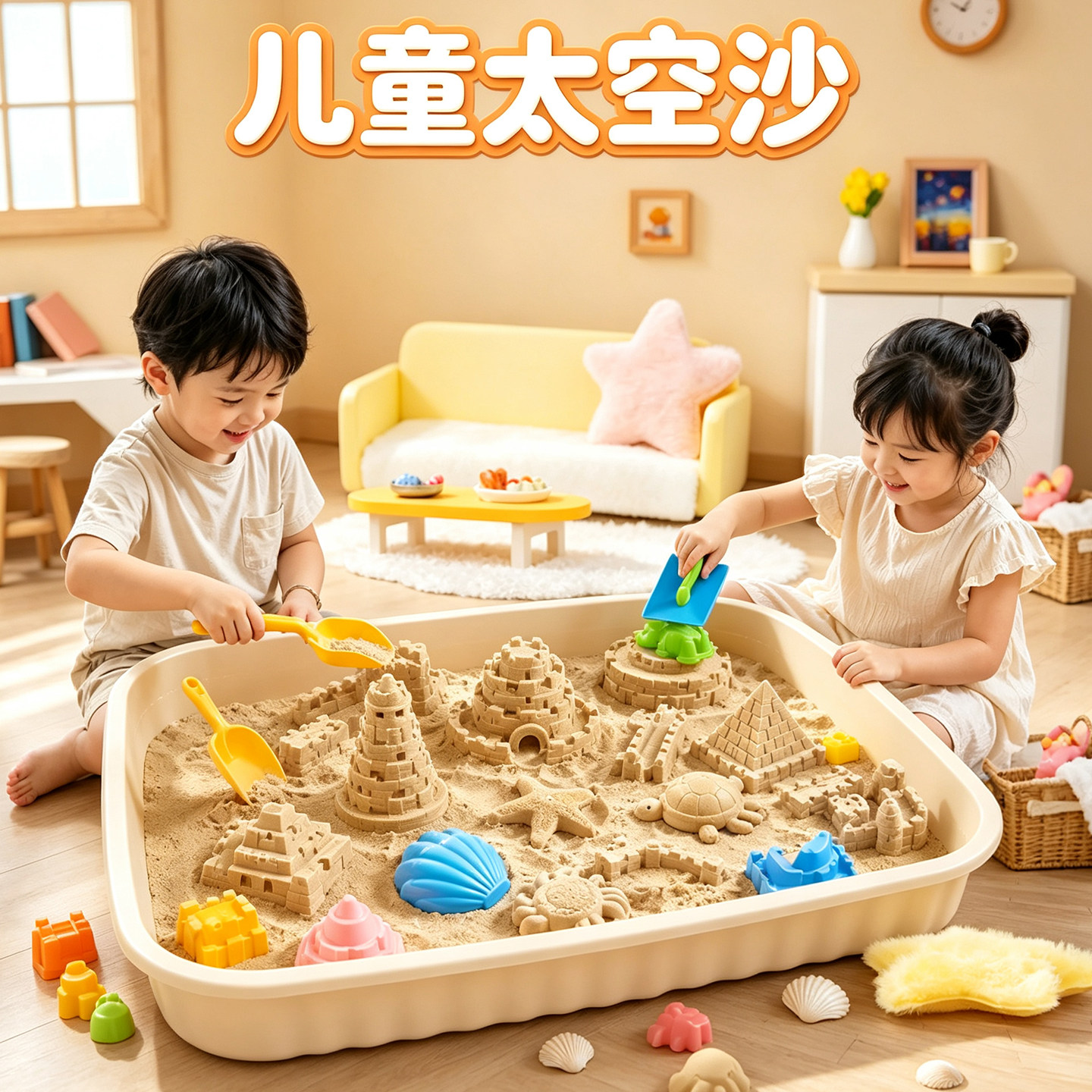 太空沙儿童安全不沾手！过家家