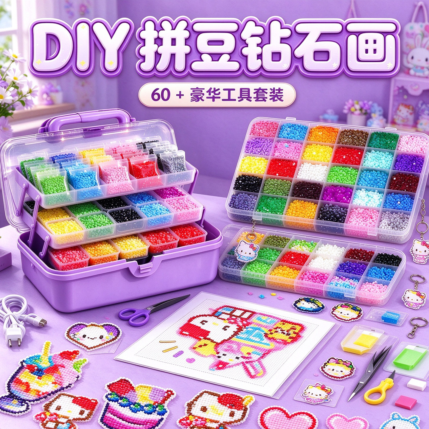 拼豆钻石贴画~手工diy材料包