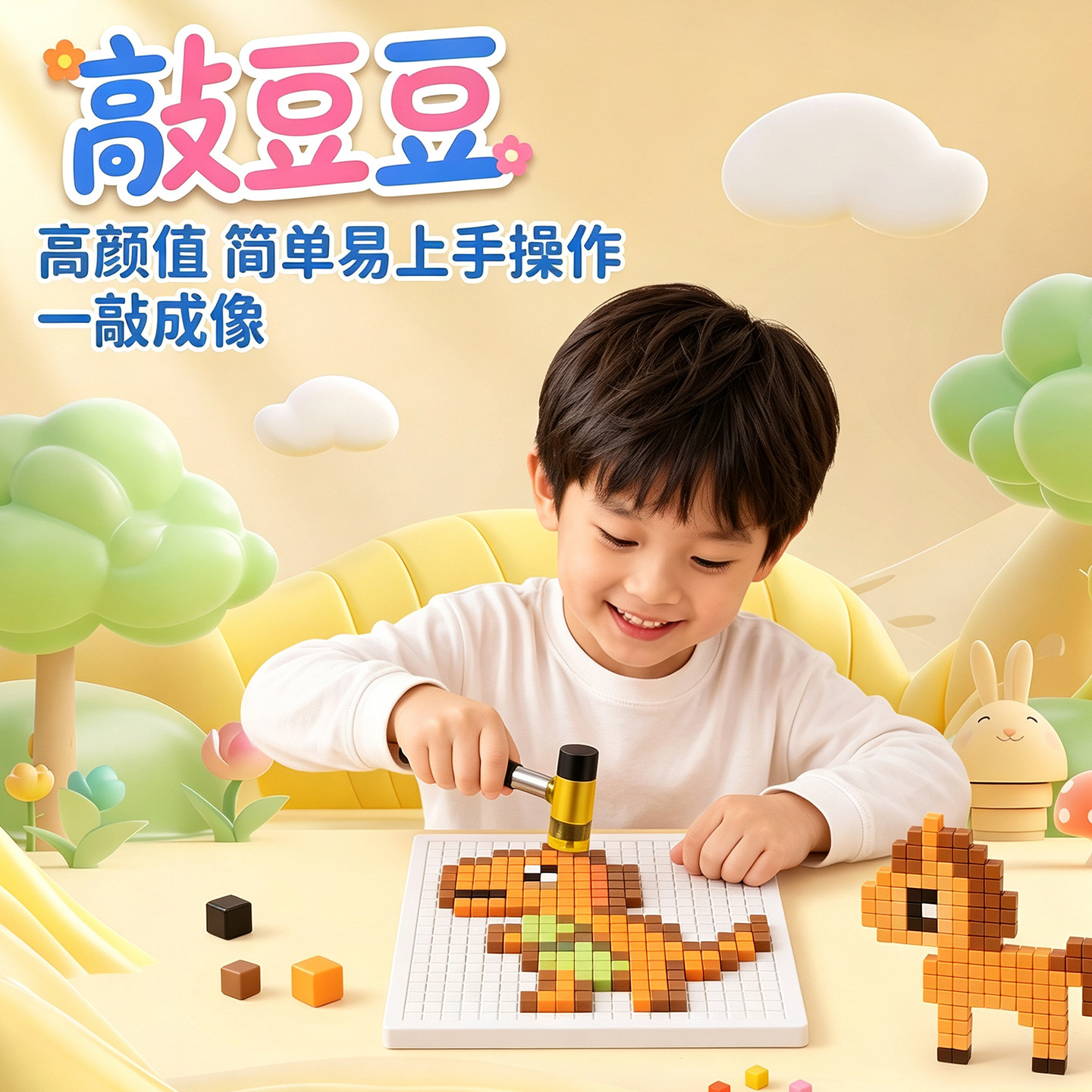 敲豆豆桌游游戏diy手工玩具