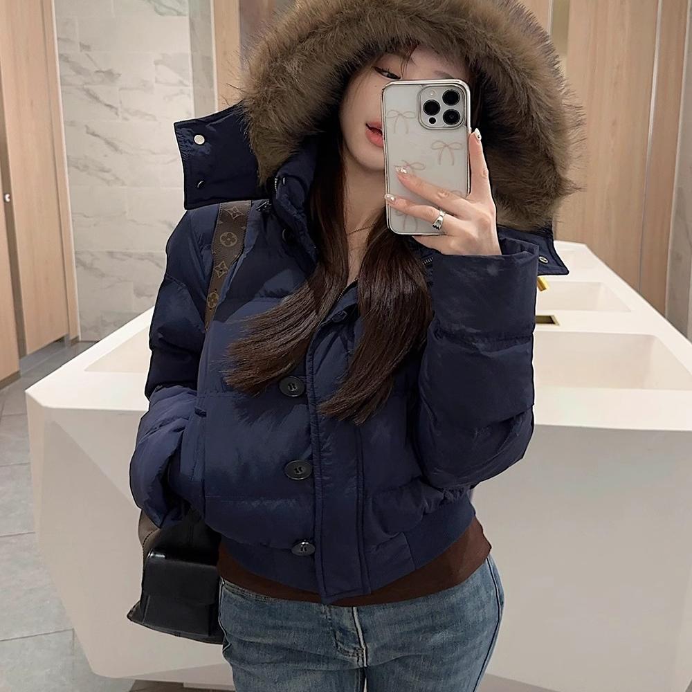 暮蓝色爆款百搭羽绒服短款