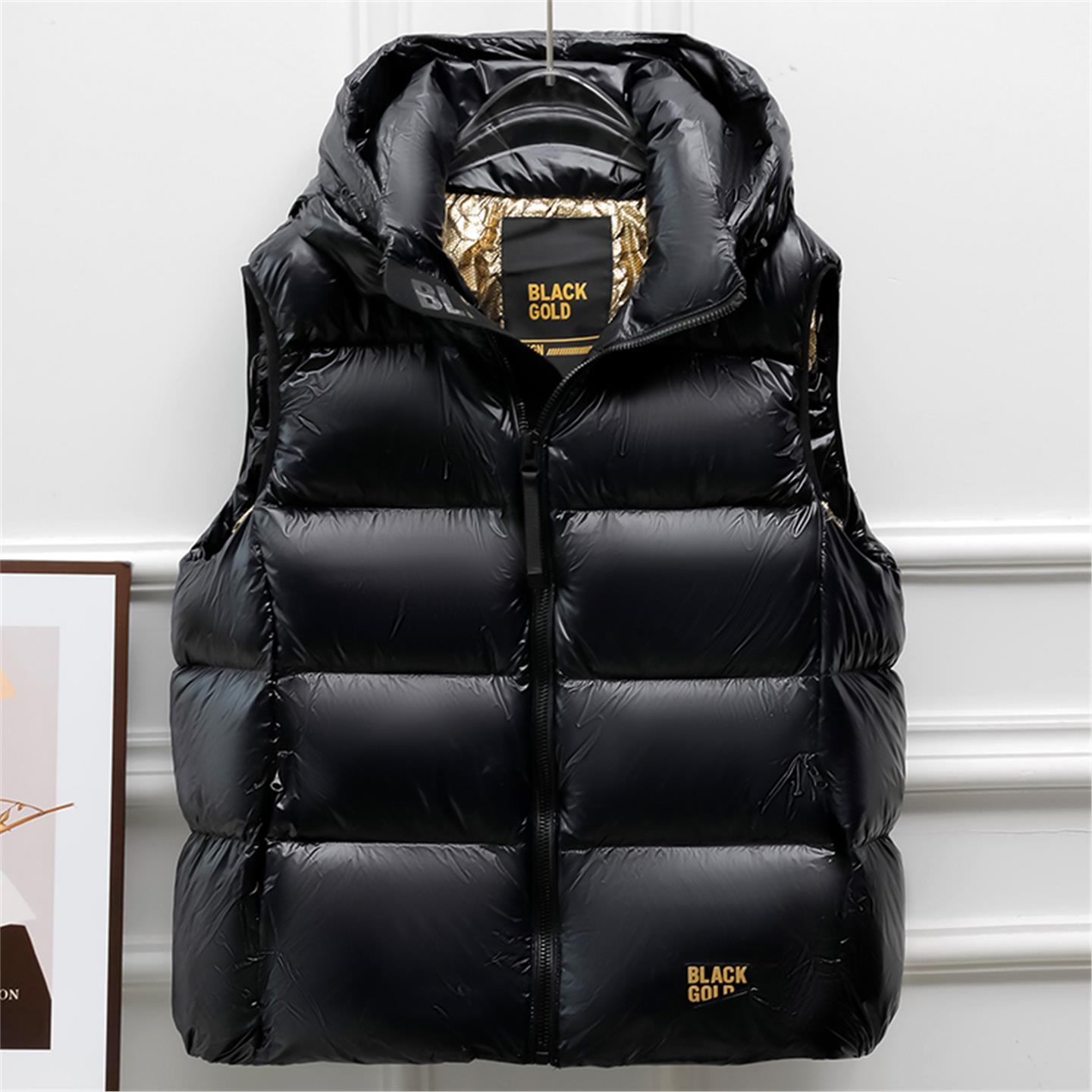 白鹅绒马甲短款加厚连帽外套