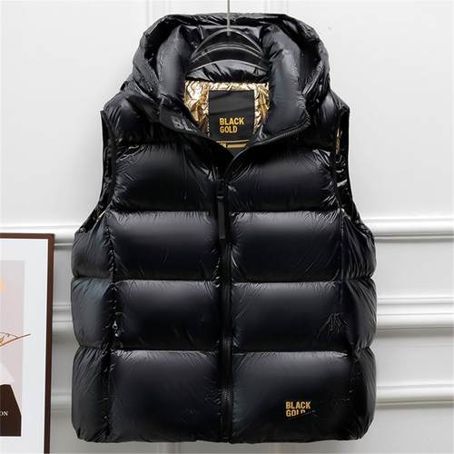 白鹅绒马甲短款加厚连帽外套