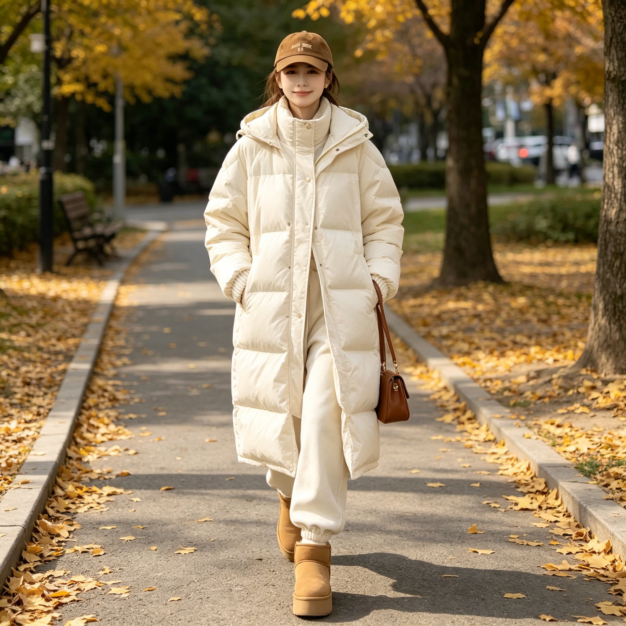 长款羽绒服女白鸭绒加厚过膝外套