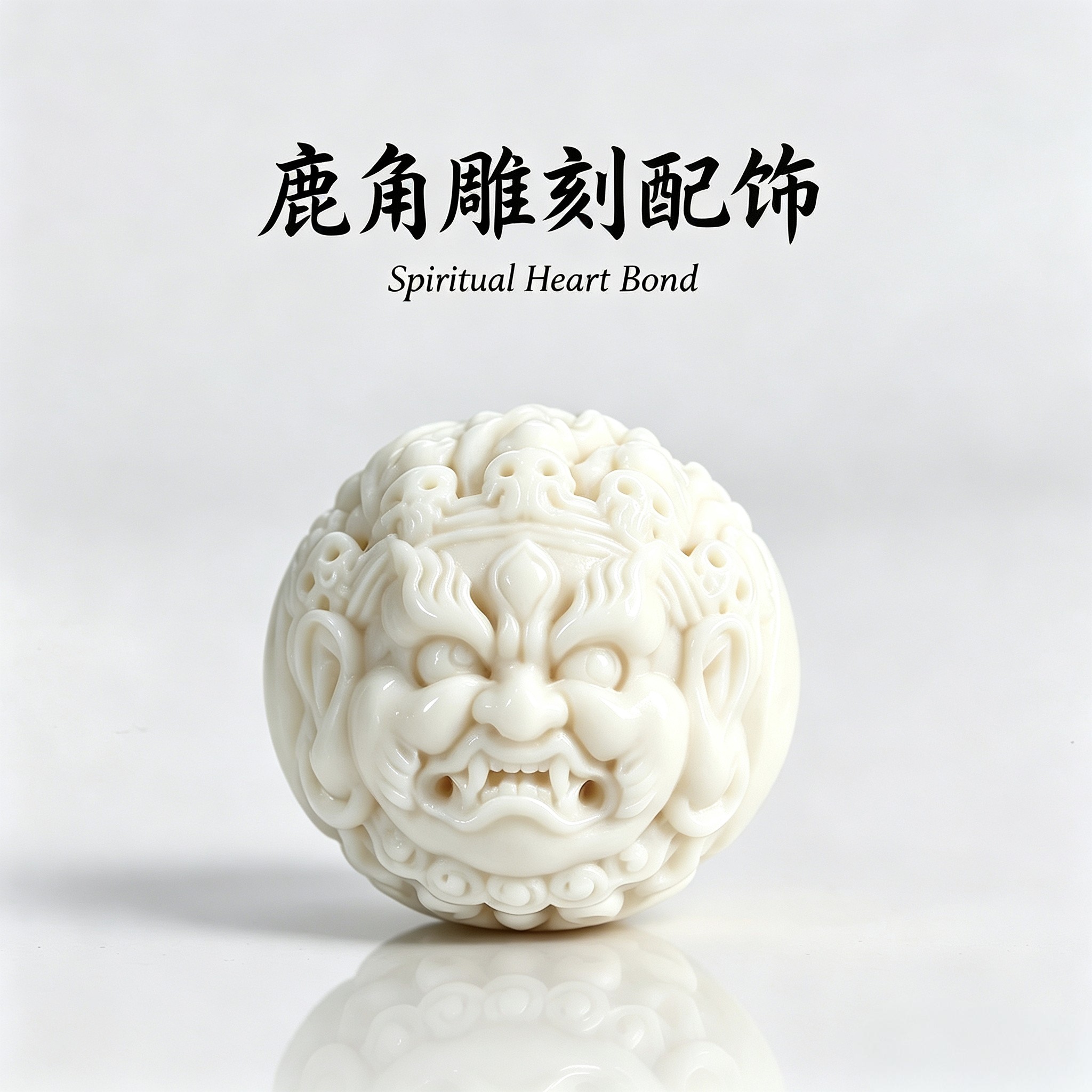 天然鹿角黄财神圆珠手串吊坠配珠