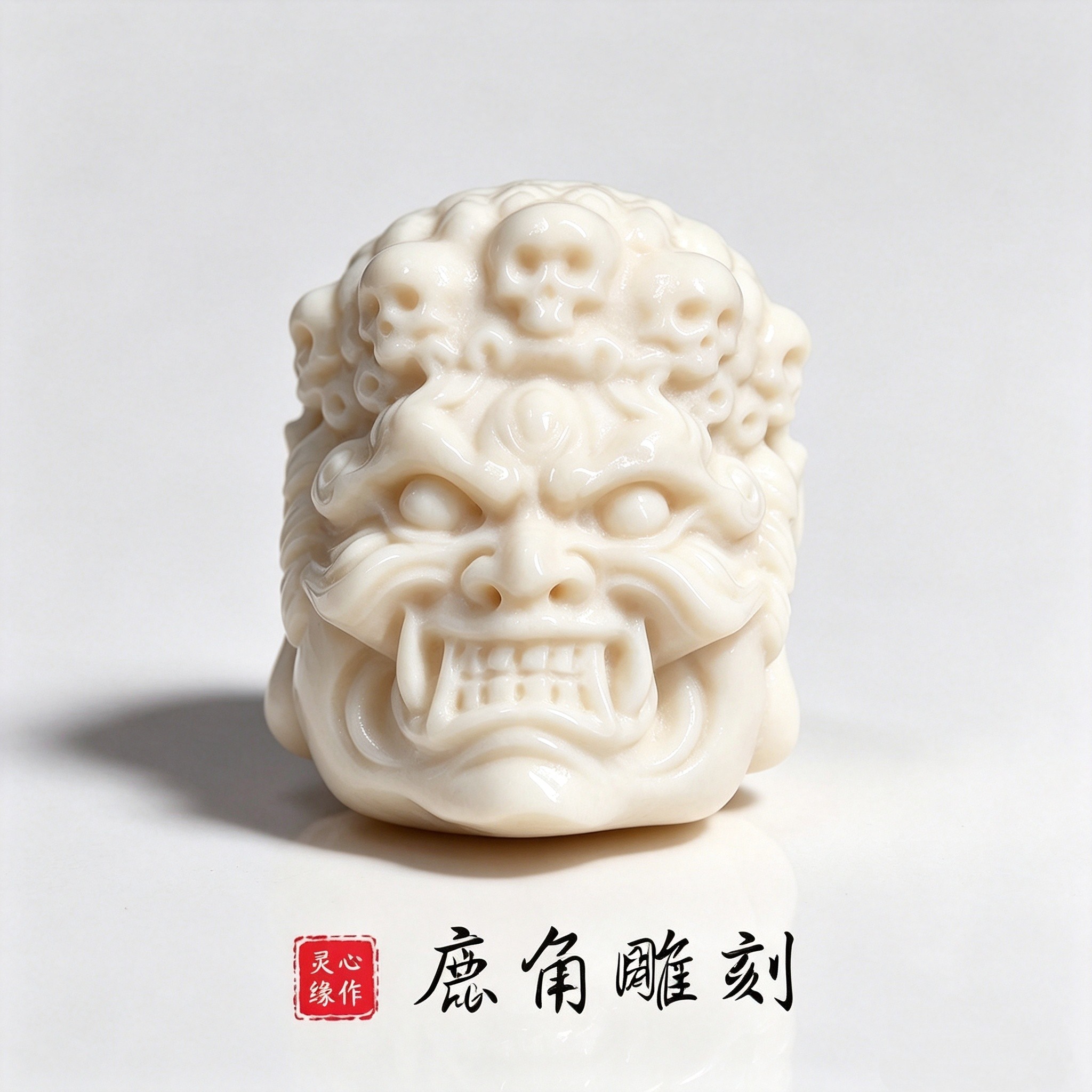 鹿角大黑头手串diy配件吊坠头佛