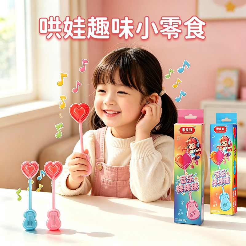 零食狂会唱歌的音乐棒棒糖草莓水果味网红送礼儿童趣味休闲礼物糖