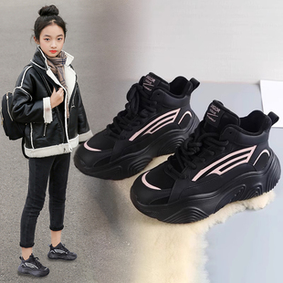 童鞋女童运动鞋2025春秋新款儿童加绒老爹鞋中大童二棉鞋女孩棉鞋