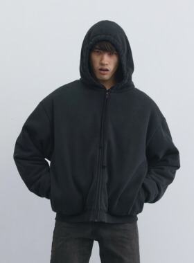 Terrawear夹棉空气感秋冬水洗重磅男女短宽阔型卫衣棉衣一件过冬