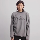 男女同款 Terrawear 黑 灰 25SS不分前后穿阔型水洗印花长袖 T恤