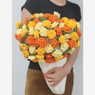 尖角玫瑰花束毯子手工编织diy材料包毛线团钩织锦汐DIY礼物送女友