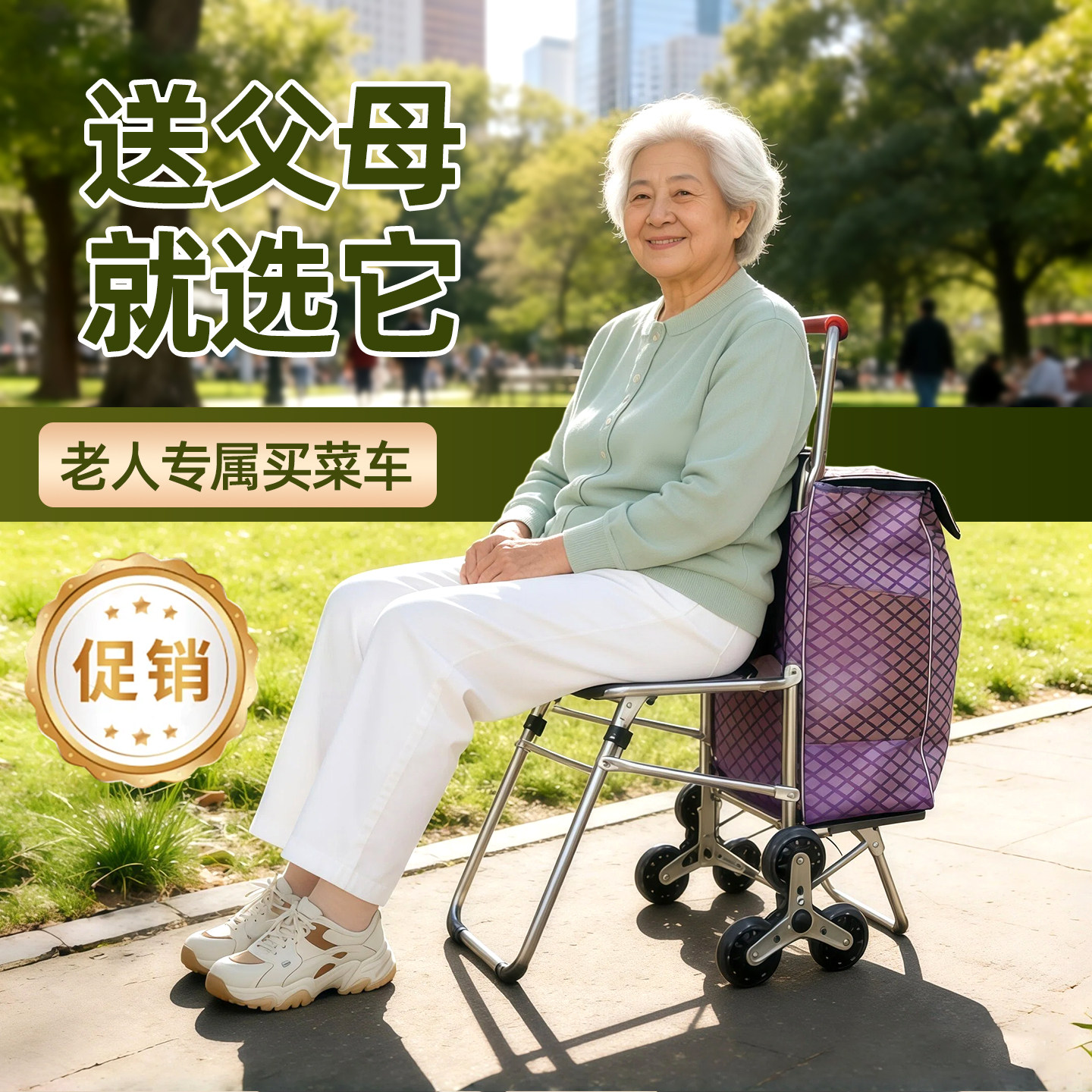 便携买菜小拉车可折叠老年人不锈钢超市购物车家用爬楼轻便手推车