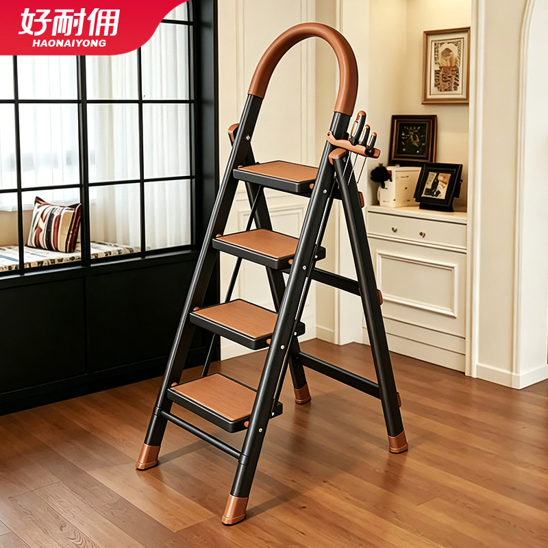 中古风可折叠伸缩加厚人字梯图片