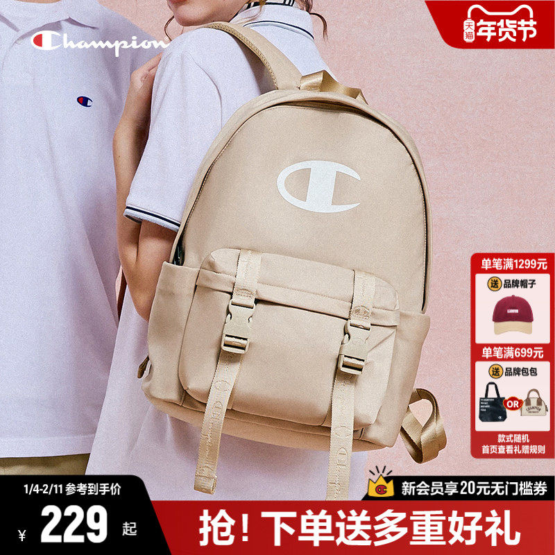 Champion冠军双肩包女2025年冬季书包初中生高中生男帆布包大容量