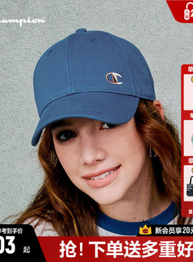 Champion冠军鸭舌帽女秋季帽子遮阳防晒休闲软顶白色运动棒球帽男