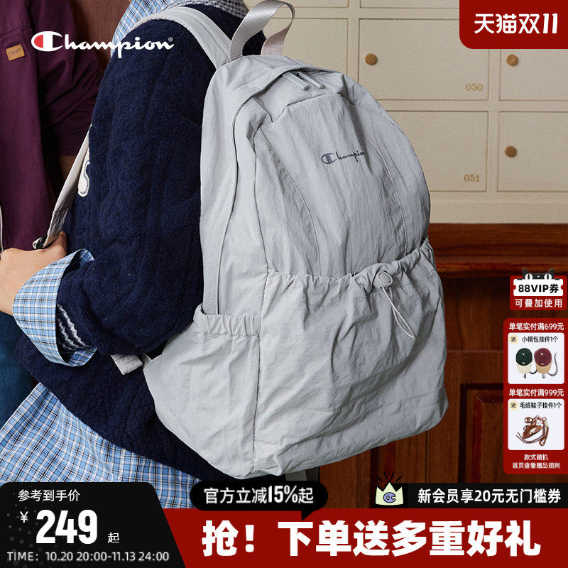 Champion冠军双肩包女秋季新款书包男休闲户外旅行背包通勤包轻便