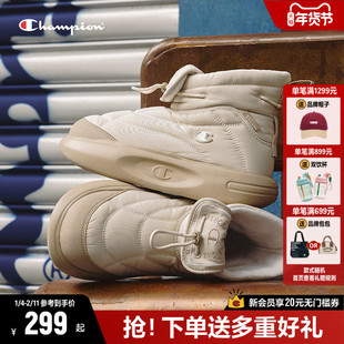 Champion冠军菠萝靴2025秋冬新款高帮棉鞋厚底保暖女款棉靴老人鞋