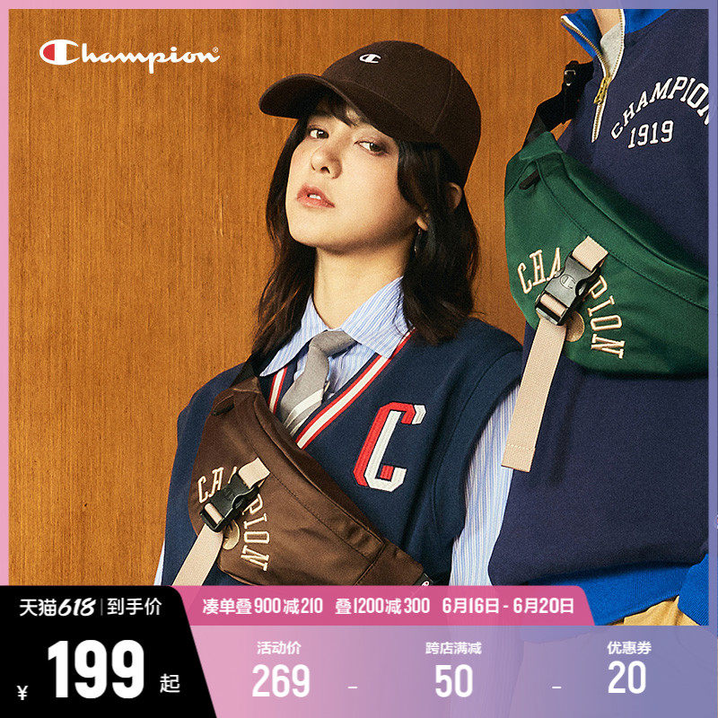 Champion冠军斜挎包胸包男2023胸前帆布包休闲运动单肩包腰包女士